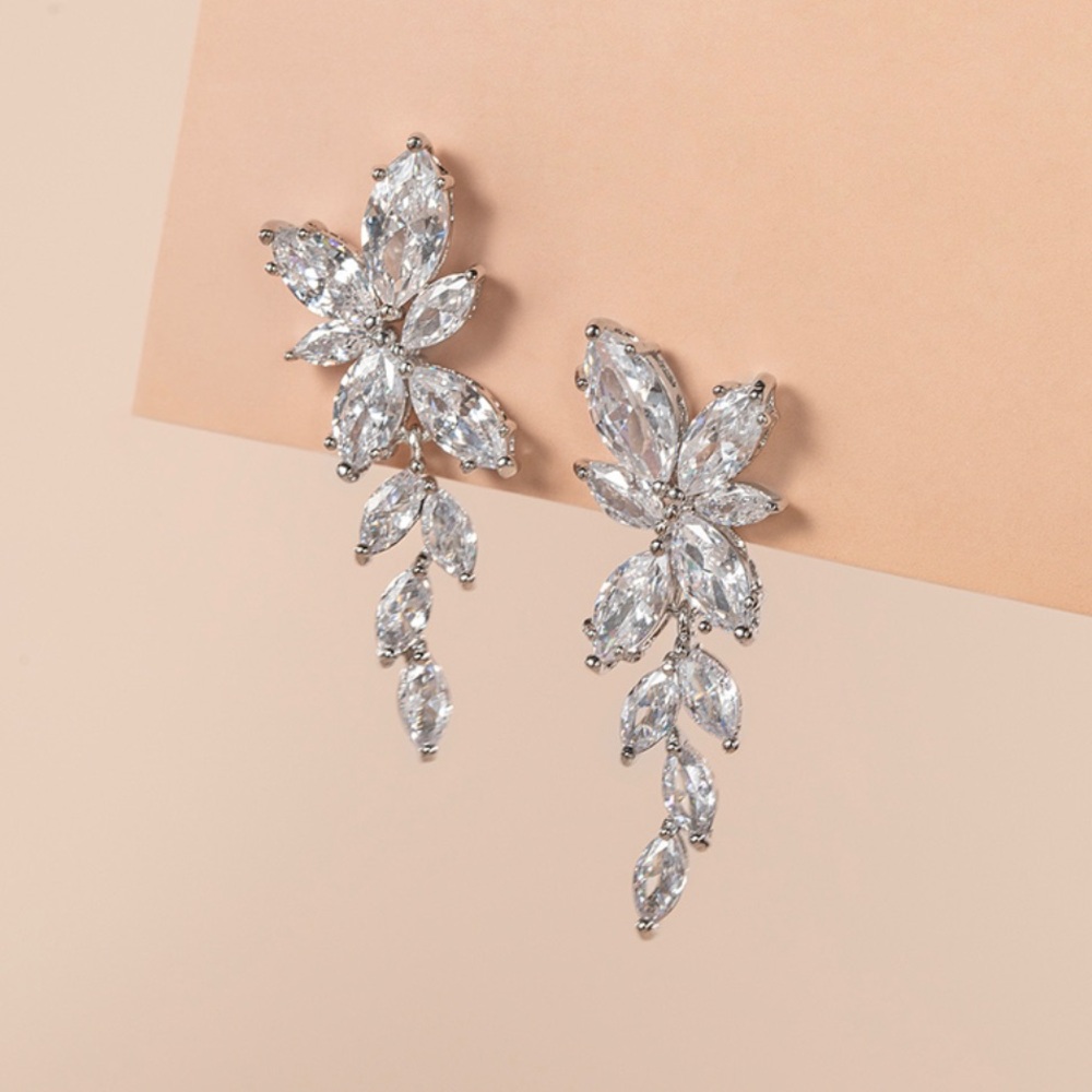 Marquise Drop Earrings Silver